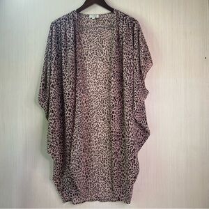 Umgee Women’s Leopard Print Open Front Kimono Cardigan Lightweight S/M